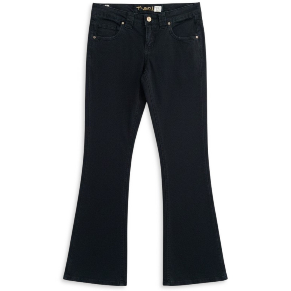 Vintage Y2K Nori Flare Jeans Juniors 3 Black Low Rise Stretch Mall Goth Grunge